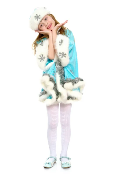 Маленька дівчинка в костюмі Снігової Діви — стокове фото