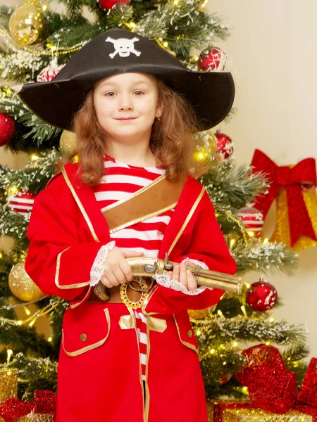Little girl in pirate costume