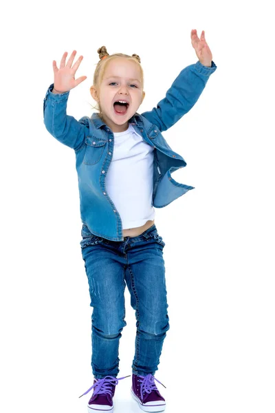 Little girl is jumping. — Stock Photo, Image