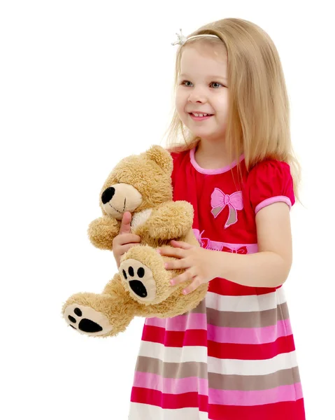 Little girl with teddy bear — Stock Photo, Image