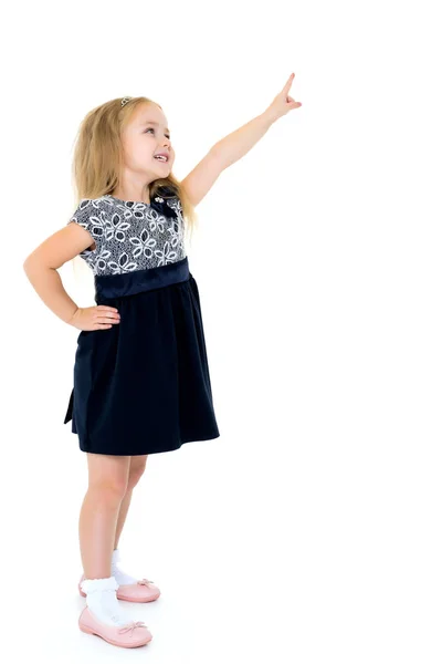 Little girl is showing a finger — Stock Photo, Image