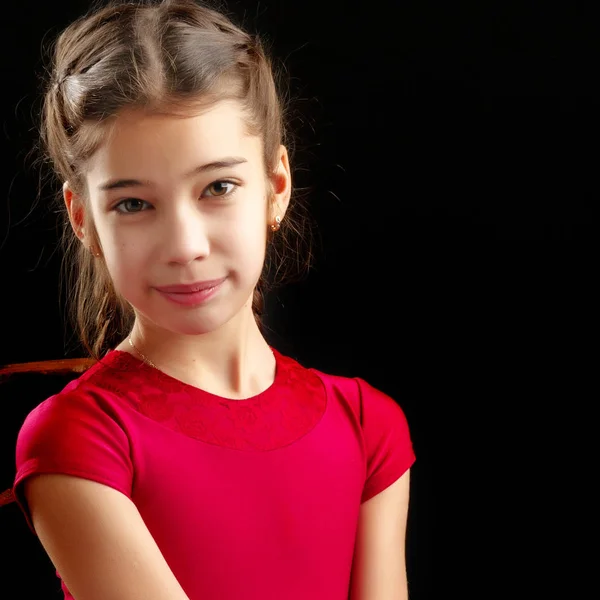 Menina em um fundo preto — Fotografia de Stock