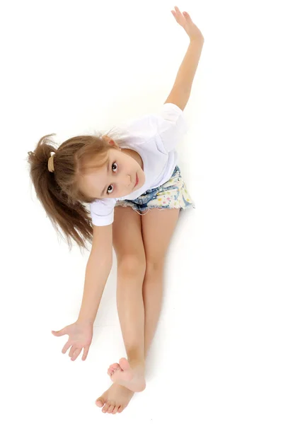 Beautiful little girl view from above. — Stock Photo, Image