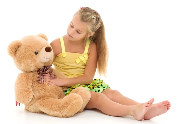 Little girl with teddy bear — Stock Photo, Image