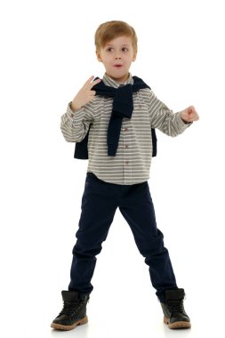 küçük çocuk gesticulating.
