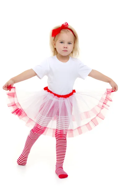 A little girl in a pure white T-shirt. — Stock Photo, Image