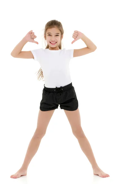 Niña en una camiseta blanca . — Foto de Stock