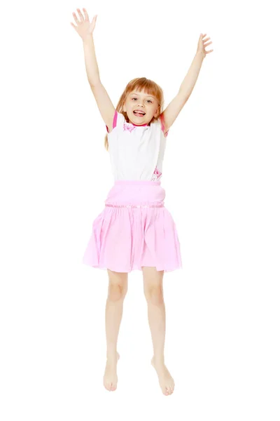 Little girl is jumping. — Stock Photo, Image