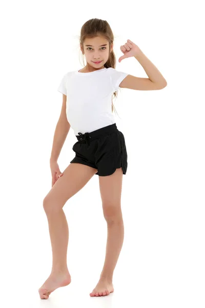 Niña en una camiseta blanca . — Foto de Stock