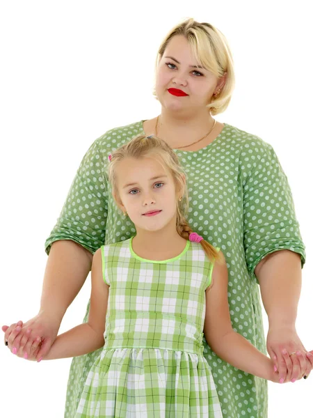 Mom and daughter hold hands. — Stock Photo, Image