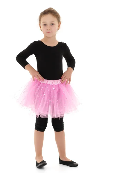 Jimnastik tek parça streç giysi, küçük kız. — Stok fotoğraf
