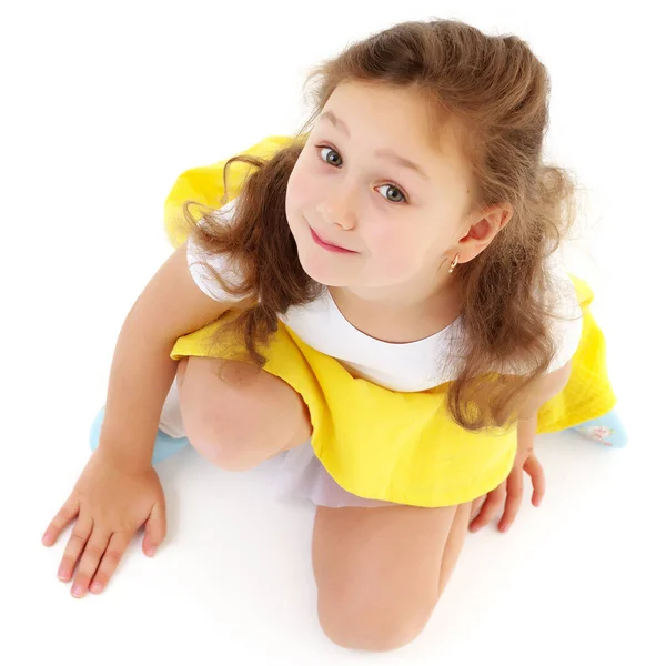 Beautiful little girl view from above. — Stock Photo, Image