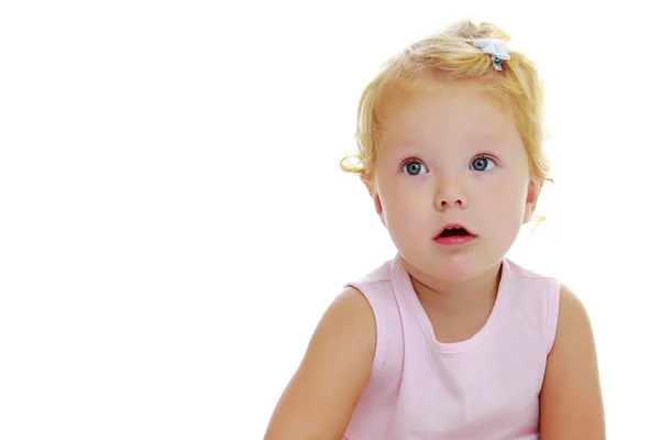 Little girl posing in the studio. Close-up. — Stock Photo, Image