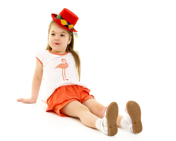 Malá holčička v klobouku. — Stock fotografie