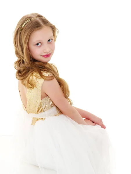 Little girl posing in the studio. Close-up. — Stock Photo, Image