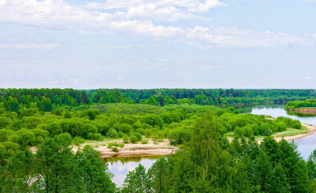 The view from the bank of the river in Vetluga. Kostroma region.