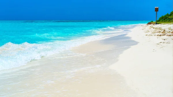 Horní pohled na krásnou pláž. Letecký záběr tyrkysového moře — Stock fotografie