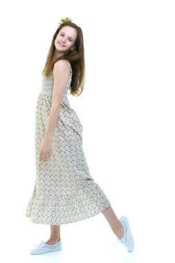 Liseli kız, genç kız stüdyo fotoğrafı. İzole edilmiş