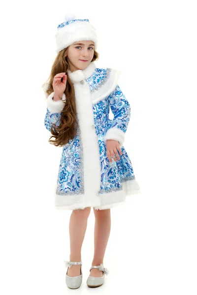 Egy kislány a Hóleány jelmezben. — Stock Fotó