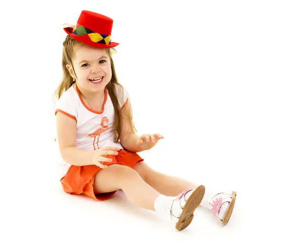 Hermosa niñita riendo. Aislado sobre fondo blanco . — Foto de Stock