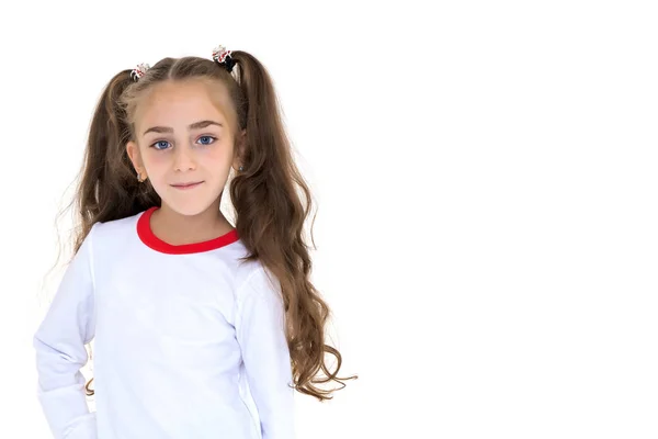 Маленька дівчинка в білій футболці . — стокове фото