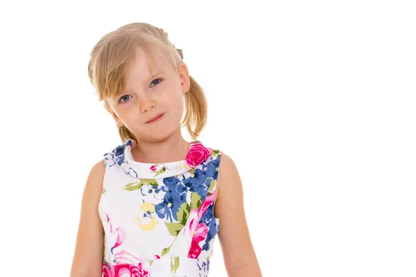 Little girl posing in the studio. Close-up. — Stock Photo, Image