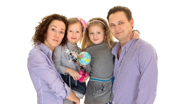 Lycklig familj med barn. isolerad på vit bakgrund — Stockfoto