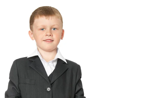 Portrait of little boy close-up. Isolated on white background. — Stock Photo, Image