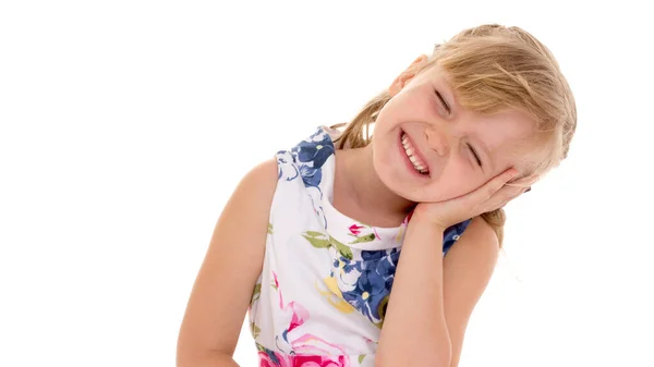 Niña posando en el estudio. Primer plano. — Foto de Stock