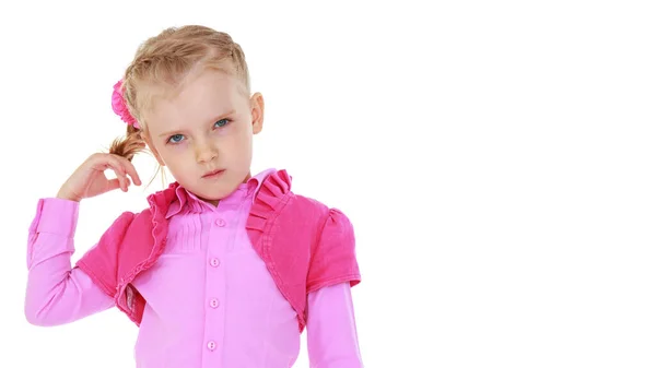 Little girl posing in the studio. Close-up. — Stock Photo, Image