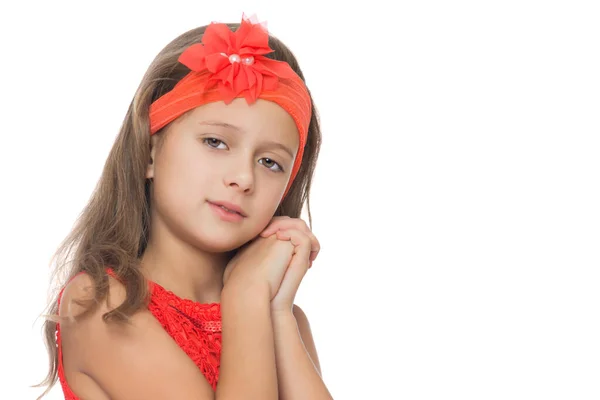 Little girl posing in the studio. Close-up. — Stock Photo, Image