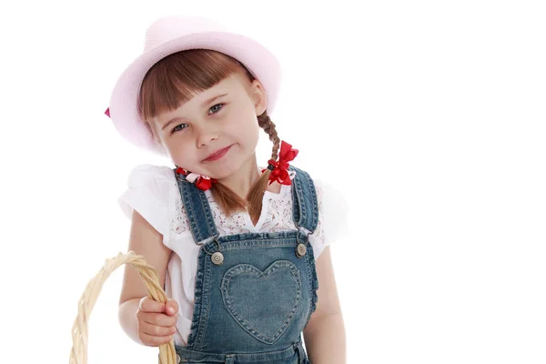 Little girl posing in the studio. Close-up. — Stock Photo, Image