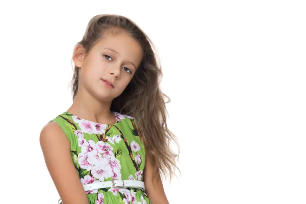 Niña posando en el estudio. Primer plano. — Foto de Stock