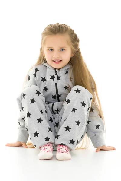 The girl at the Christmas tree.Beautiful little girl near the Ch — Stock Photo, Image