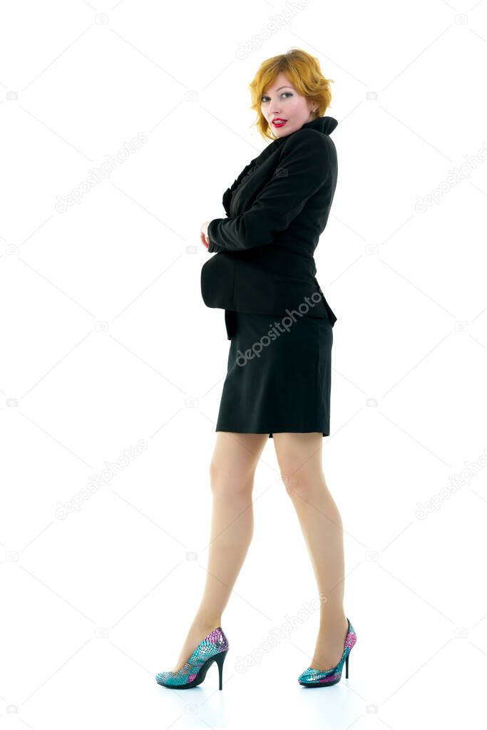 portrait in full growth of a successful young business woman. Isolated on white background.