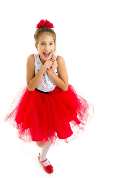 Affascinante bambina ridendo felicemente in studio — Foto Stock