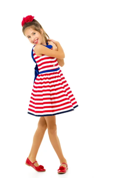 Cute little girl, full length studio portrait — Stock Photo, Image