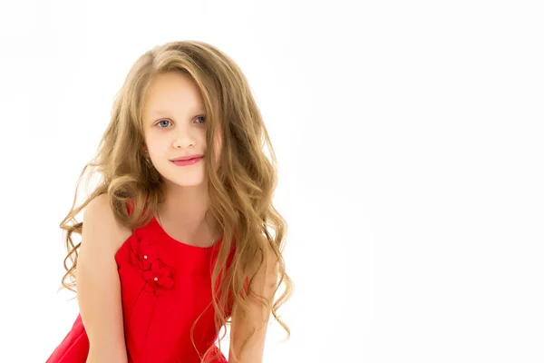 Portrait of a little girl close-up.Isolated on white background. — Stock Photo, Image