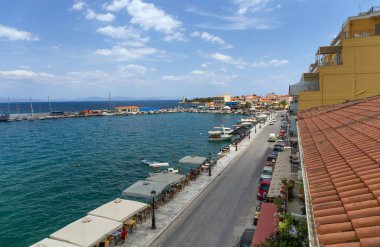 Gytheio, Yunanistan - 26 Mayıs: Şehir waterfront görünümünü üzerinde 26 Mayıs 2018 yılında Gytheio. Gytheio en büyük ve en önemli Mani Yarımadası, Peloponnese, Yunanistan yeridir.