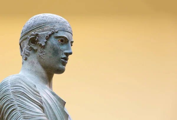 Wagenlenker Von Delphi Statue Detailaufnahme Kopf — Stockfoto