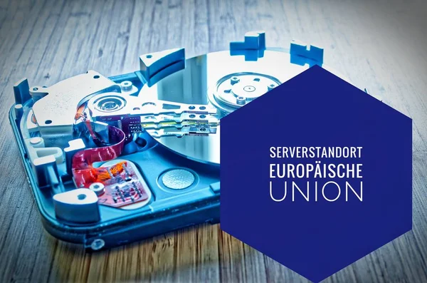 Festplatte Zoll Als Datenspeicher Mit Motherboard Und Deutschem Serverstandort Europäische — Stockfoto