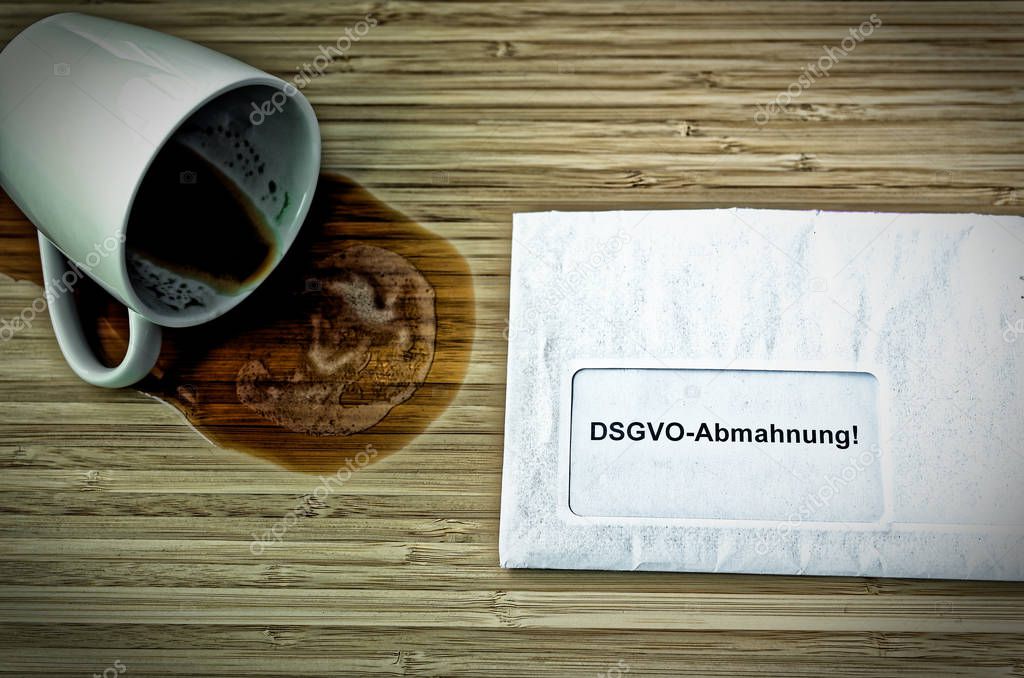 Letter with in german Achtung DSGVO-Abmahnung in english attention DSGVO (GDPR) warning