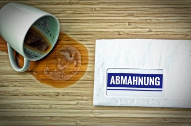 Alman Achtung Abmahnung İngilizce dikkat uyarı ile mektup