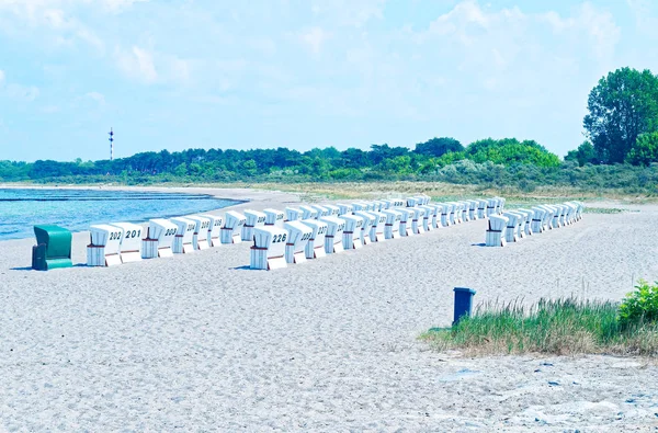 Stranden Tyska Östersjön Med Strandstol Och Semesterkänslan Med Sand — Stockfoto