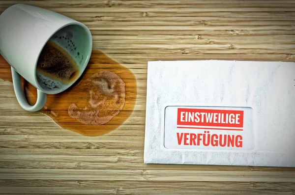 Surat Dengan Dalam Bahasa Jerman Einstweilige Verfuegung Dalam Pembuangan Sementara — Stok Foto
