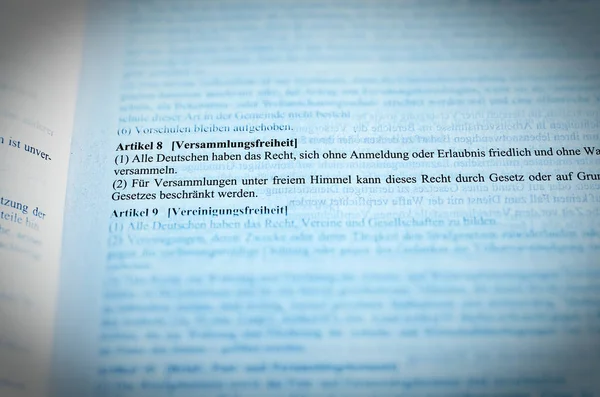 ドイツ連邦共和国のアセンブリの基本的権利の基本的な法律の記事 自由の立法のテキスト — ストック写真