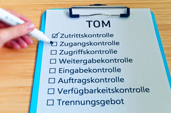 Plaat Met Inscriptie Tom Technisch Technical Massnahmen Technisch Engels Organisatorische — Stockfoto