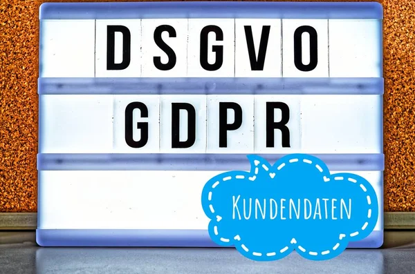 Leuchttafel Mit Der Aufschrift Dsgvo Und Gdpr Allgemeine Datenschutzverordnung Gelb — Stockfoto