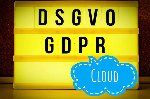 Verlicht Bord Met Het Opschrift Dsgvo Gdpr Algemene Verordening Van — Stockfoto