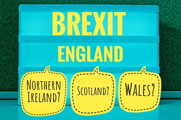Підписати Легкої Напис Німецька Brexit Англії Північної Ірландії Уельсу Шотландії — стокове фото